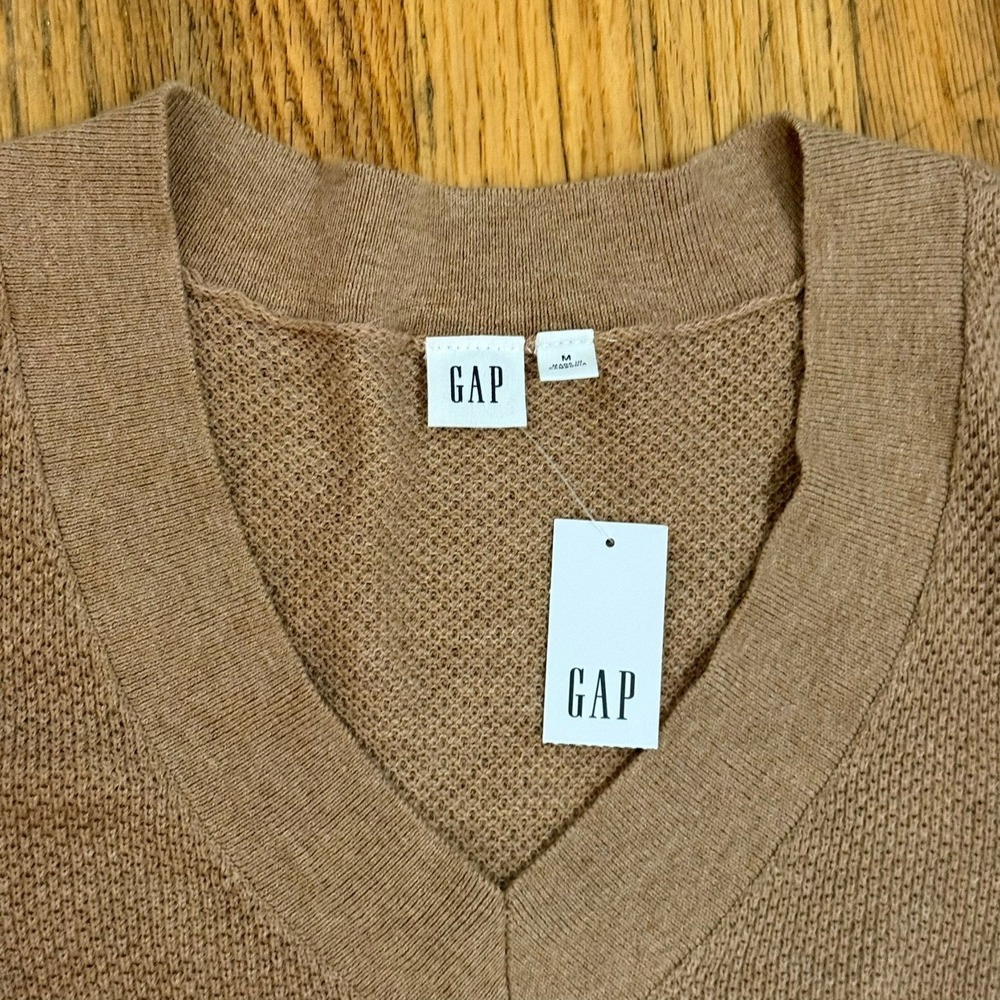 NWT GAP Womens Brown VNeck Textured Long Sleeve Sweater Size Medium NWT Fall - Picture 6 of 12